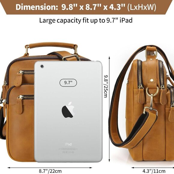 Leather Man Purse Shoulder Bag,Small Mens Crossbody Messenger Bags for Work,Men - Picture 4 of 7